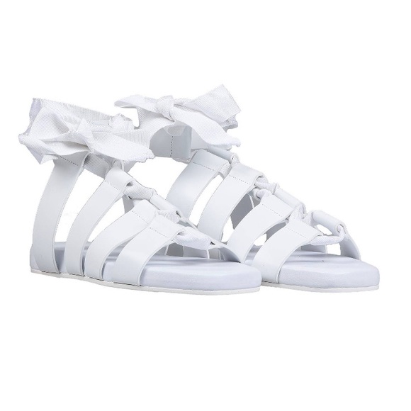 ⭐️ JIL SANDER ⭐️ WHITE GLADIATOR SOFT LEATHER SANDALS W/ WRAPPING STRAPS SIZE: 6 - Picture 2 of 4
